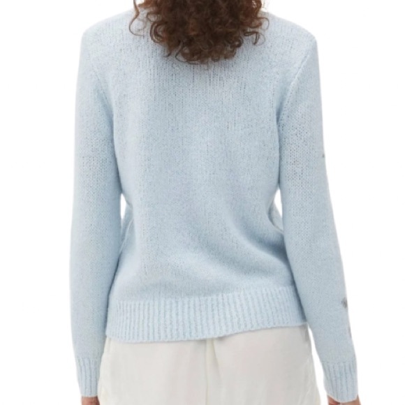 Michael Stars Intarsia Star Relaxed Fit Crewneck Sweater Grey Ice - Picture 2 of 6